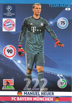 Manuel Neuer Bayern Munchen 2014/15 Panini Champions League #91